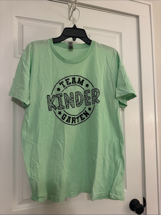 Gildan Tops - Gildan Light Green 'Team Kinder' Short Sleeve Tee — Black Graphic